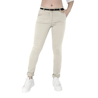 Afbeelding van JOPHY &amp; CO. Elastische chinobroek voor dames met riem (artikelnummer 3008), Beige