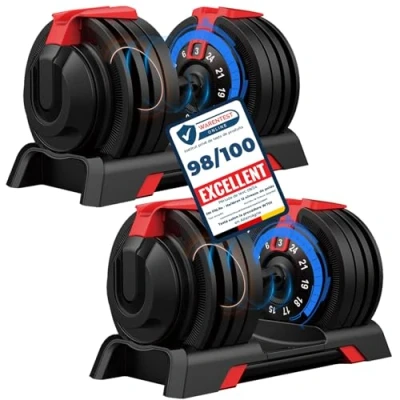 Afbeelding van DH FitLife 24kg Verstelbare Halters 3 tot 24 KG met 12 Gewichtniveaus, Halterset Halterschijven, Dumbbell, Variabele Gewichten in 1, 1 Stuk
