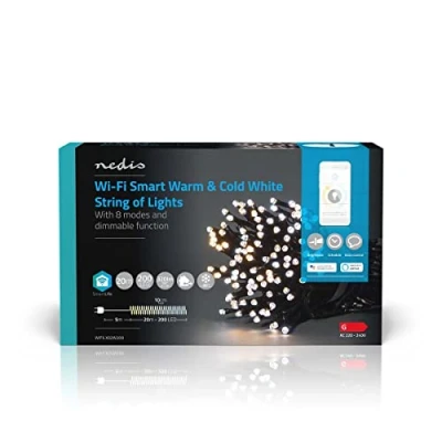 Afbeelding van Nedis SmartLife LED kerstverlichting warm tot koel wit 20m met 200 lampjes WIFILX02W200