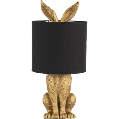 Afbeelding van Clayre &amp; Eef Tafellamp Konijn Ø 20x45 cm Goudkleurig Zwart Kunststof Bureaulamp