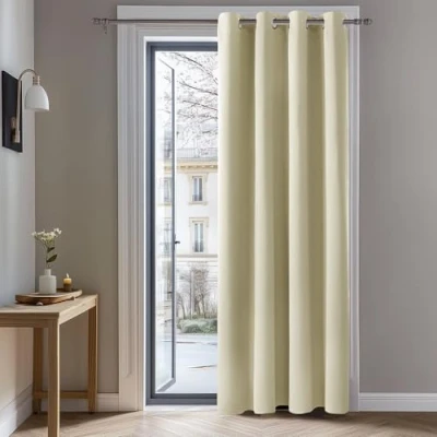 Afbeelding van Deconovo thermisch isolerende verduisteringsgordijnen, anti kou, gordijnen voor woonkamer en slaapkamer, modern design met ringen, 132 x 274 cm (breedte hoogte), donker beige, 1stuks