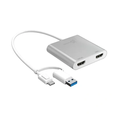 Afbeelding van j5create USB Type C naar Dual HDMI adapter met A converter 4K + 2K compatibel Microsoft en Mac (JCA365)