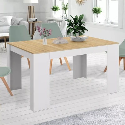 Image de Table console extensible ORLANDO 6 personnes 140 cm bois blanc et façon hêtre