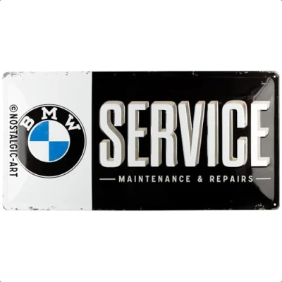 Afbeelding van BMW Service Metalen wandbord in reliëf 25x50 cm