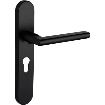 Afbeelding van Lavuzo deurkruk Teramo Zwart met afgerond schild PC55 Per set Deurklink