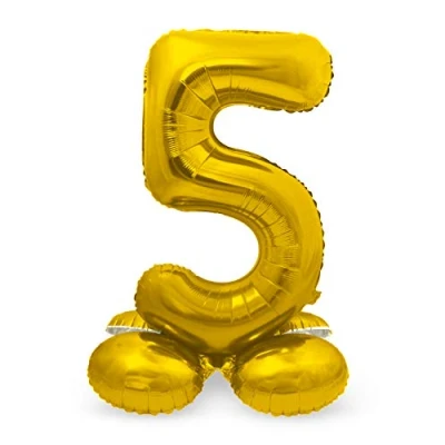Afbeelding van Cijfer Ballon 5 staand goud 72 cm