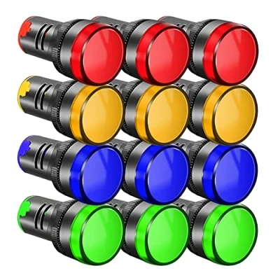 Afbeelding van Gebildet 12 stuks AC220 V 22 mm led indicator, indicatie driverpaneel, indicator voor signaallamp (rood/geel/blauw/groen, elk 3 stuks)