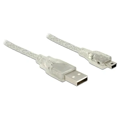 Afbeelding van USB Mini B naar A kabel met ferriet kern USB2.0 tot 1A / transparant 5 meter
