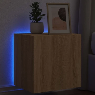 Afbeelding van Tv wandmeubel met LED verlichting 40,5x35x40 cm sonoma eiken