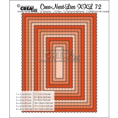 Afbeelding van Crealies Crea Nest Lies XXL no 72 Rectangles with open scallop max. 12,5x16,5 cm / CNLXXL72
