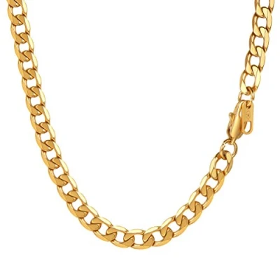 Afbeelding van PROSTEEL Herenhalsketting, Cubaans in roestvrij staal, verguld/zwart, pantserketting, 5 mm/6 mm/9 mm/13 mm, lengte 46/51/55/61/66/71/76 cm, Niet Edelmetaal