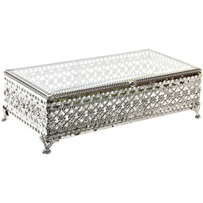 Afbeelding van Doos Juwelenkistje DKD Home Decor Kristal Ziverachtig Metaal (25,5 x 12,5 7,5 cm)
