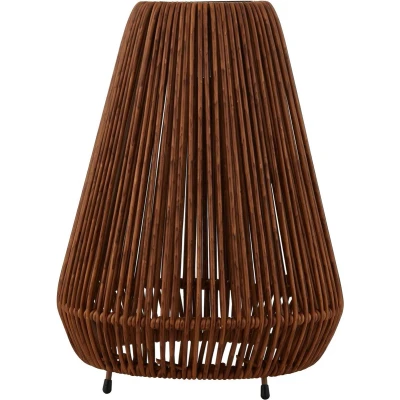 Afbeelding van Lindby Solar buitenverlichting met dimmer 1licht Rotan H: 37 cm donker hout Inclusief lichtbron