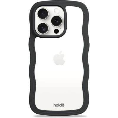 Afbeelding van Holdit Hoesje Geschikt voor iPhone 15 Pro Wavy Case zwart