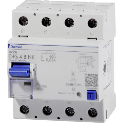 Afbeelding van Doepke 09134995 DFS4 040 4/0,03 B 4polig 40/0,03A Aardlekschakelaar 4 polig 40 A 0.03 250 V, 440 V