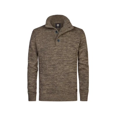 Afbeelding van Petrol Industries Heren Trui Gebreide Regular Fit Opstaande Kraag Katoen Truien Pullover Oranje Maat XL