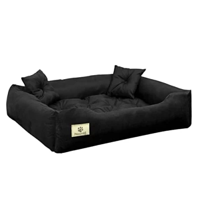 Afbeelding van Honden en kattenbed met twee kussen Wasbaar Buitenmaat: 145x115cm Zwart