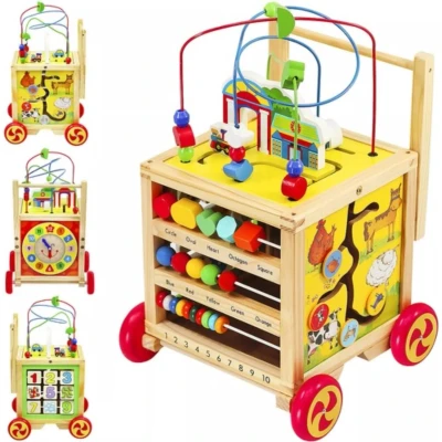 Afbeelding van Kruzzel Houten duwkar Educatieve kubus 22606