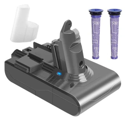 Afbeelding van Waitley Vervangende batterij V6 6000 mAh voor Dyson DC62 DC59 DC61 DC58 DC72 DC74 SV03 SV04 SV05 SV06 SV07 SV09 stofzuiger met 2 voorfilters, geen schroeven nodig.