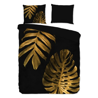 Afbeelding van Pure Dekbedovertrek &quot;gouden bladeren&quot; Zwart (140x200/220 cm) Microfiber