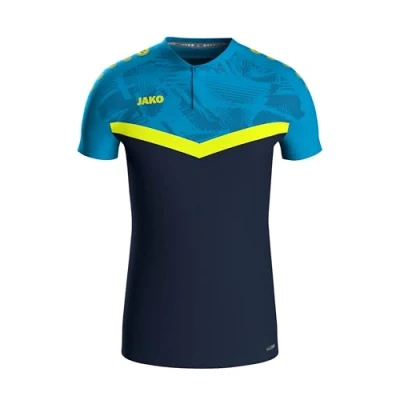 Afbeelding van JAKO Polo Iconic rood/wijnrood L marine blauw/fluogeel /