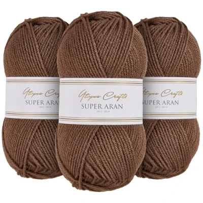 Afbeelding van Utopia Crafts Super Aran 3 bollen brei en haakgaren, warmbeige, 100 g