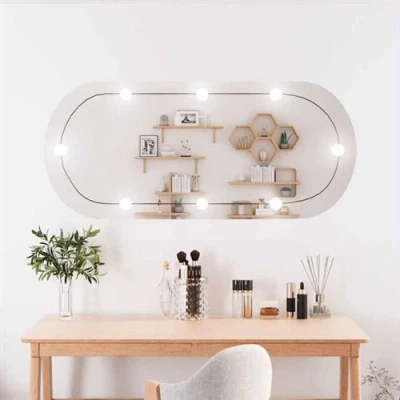 Afbeelding van vidaXL Wandspiegel met LED&#039;s ovaal 45x100 cm glas