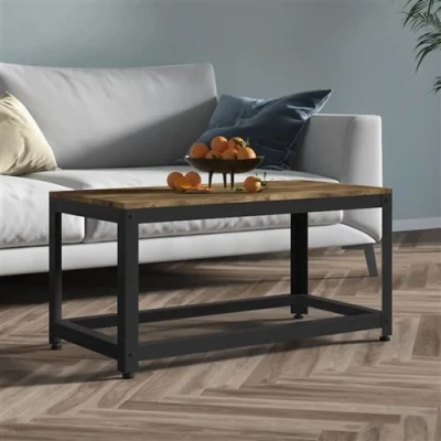 Afbeelding van Salontafel 90x45x45 cm MDF en ijzer donkerbruin zwart