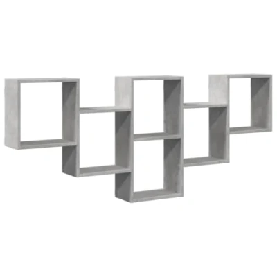 Afbeelding van Wandschap 159x18x66 cm bewerkt hout betongrijs