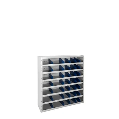 Afbeelding van Vakkenkast met 8 legdragers 100cm breed 30cm diep 108cm hoog en 36 vakken