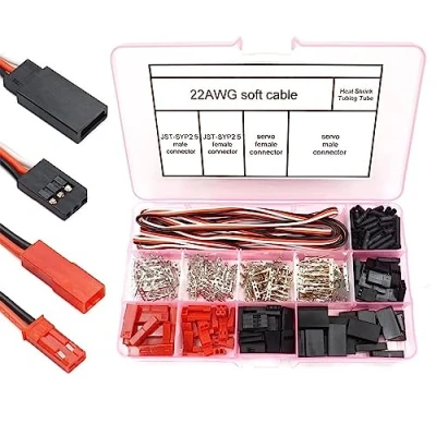 Afbeelding van YUNIQUE GREEN CLEAN POWER Set van 40 universele servoconnectoren compatibel met JST, SYP, Futaba RC kabelset inclusief mannelijk/vrouwelijk, grenencrimpatuur, rood, kunststof