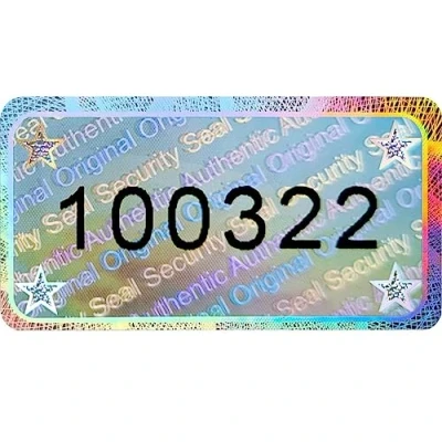 Afbeelding van 90 stuks 3D hologramzegel met serienummer 30 x 16 mm zilver glanzend veiligheidszegel, kwaliteitszegel, veiligheidsetiketten, zelfklevend etiket, zegeletiketten