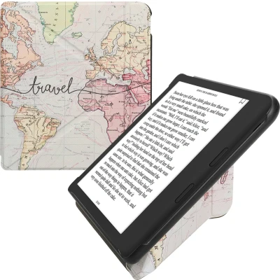 Afbeelding van kwmobile E reader hoesje geschikt voor Kobo Libra Colour hoes Ereader flip case met standaard cover van kunstleer In zwart / meerkleurig