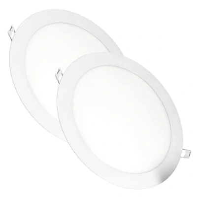 Afbeelding van Jandei 2 stuks led inbouwdownlights, 18 W, 1440 lumen, ronde vorm, inbouwgat Ø 200 205 mm, extra plat, diepte 13 transformatoren inbegrepen (koud wit 6000 K)