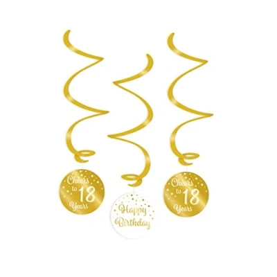 Afbeelding van Swirls Cheers to 18 years wit/goud per 3 stuks