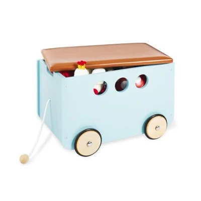 Image de Coffre a jouets roulettes Jim Menthe