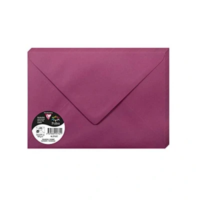 Afbeelding van Clairefontaine 5762C verpakking met 20 enveloppen, formaat C5, 16,2 x 22,9 cm 120 g/m², kleur: framboos, uitnodiging en briefwisseling Pollen serie premium papier glad