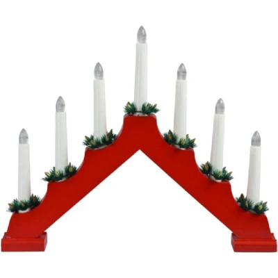Afbeelding van Kaarsenbrug 39.5 x 31 cm (7 LEDs, Timer, Binnen, Rood)