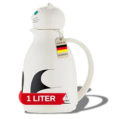 Afbeelding van Helios ThermoCat thermoskan van kunststof met schroefsluiting, 1 liter, wit