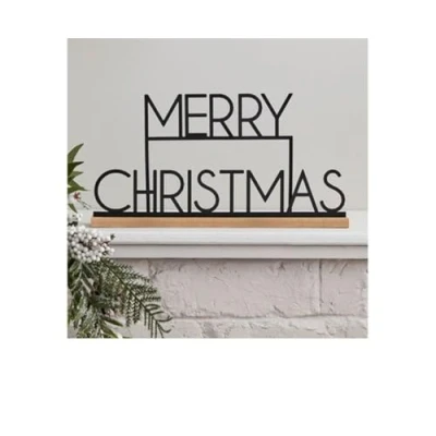Afbeelding van Merry Christmas Metaal &amp; Hout Zwart