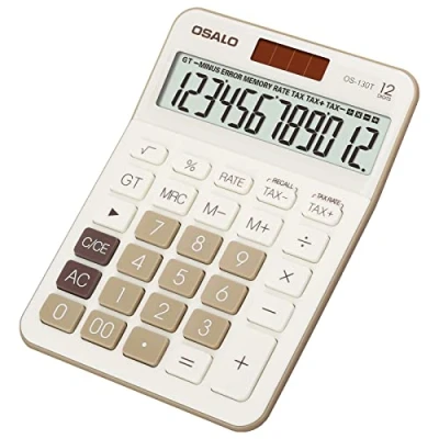 Afbeelding van OSALO Zakrekenmachine met grote toetsen, groot lcd display, 12 cijferige desktopcomputer bedieningsfunctie (OS 130T)