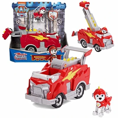 Afbeelding van Paw Patrol Voertuigselectie Rescue Knights Deluxe Auto&#039;s met speelfiguren, figuur: Marshall