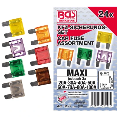 Afbeelding van BGS Assortiment autozekeringen Maxi, 24 delig