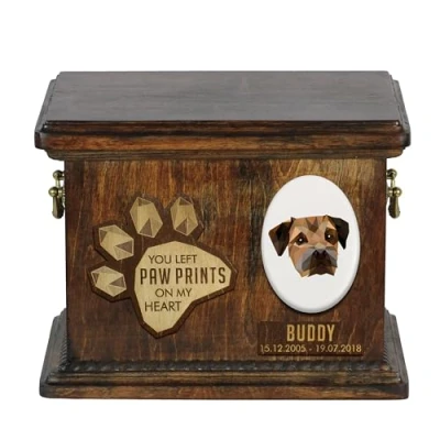Afbeelding van Border Terrier urn hond gepersonaliseerde met gravure voor hondenas.
