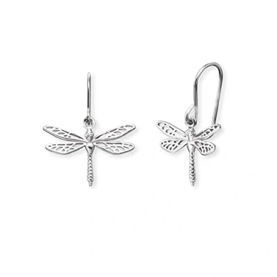 Afbeelding van Engelsrufer Damesoorbellen libelle zilver gerhodineerd met haaksluiting nikkelvrij, 13 mm Sterling zilver, Geen edelsteen, edelsteen