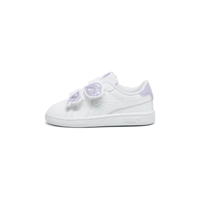 Afbeelding van Puma Smash 3.0 BFLY V INF Babyschoenen White vivid violet silver voor kinderen, Maat: 21, Hoogwaardig imitatieleer