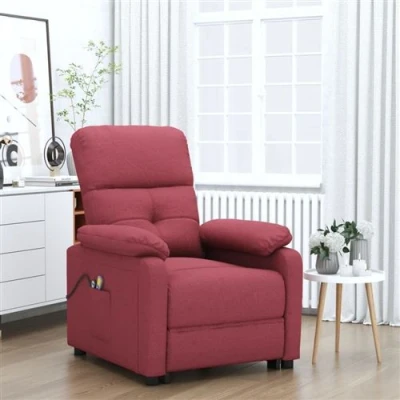 Image de vidaXL Fauteuil électrique de massage Bordeaux Tissu