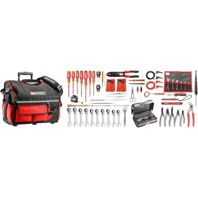 Image de FACOM BSR20.EL34 ensemble d&#039;outils d&#039;électricien dans une valise en tissu sur roulettes 101 pièces