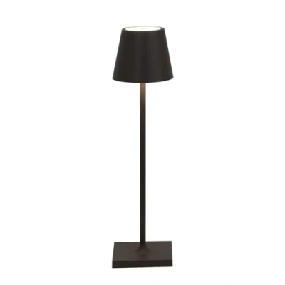 Afbeelding van Zafferano, Poldina Micro, oplaadbare en draadloze tafellamp met touch bediening, geschikt voor woonkamer buiten, dimmer 2200 3000 K, hoogte 27,5 cm, kleur: zwart