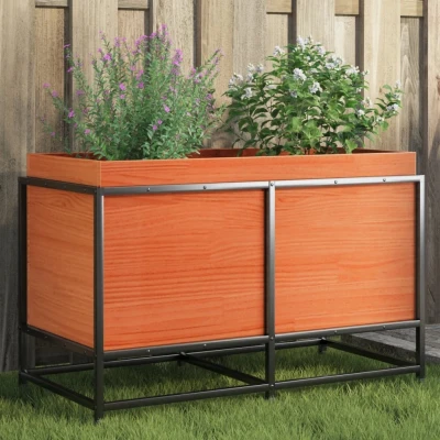 Afbeelding van Plantenbak 80x40x50 cm massief grenenhout wasbruin